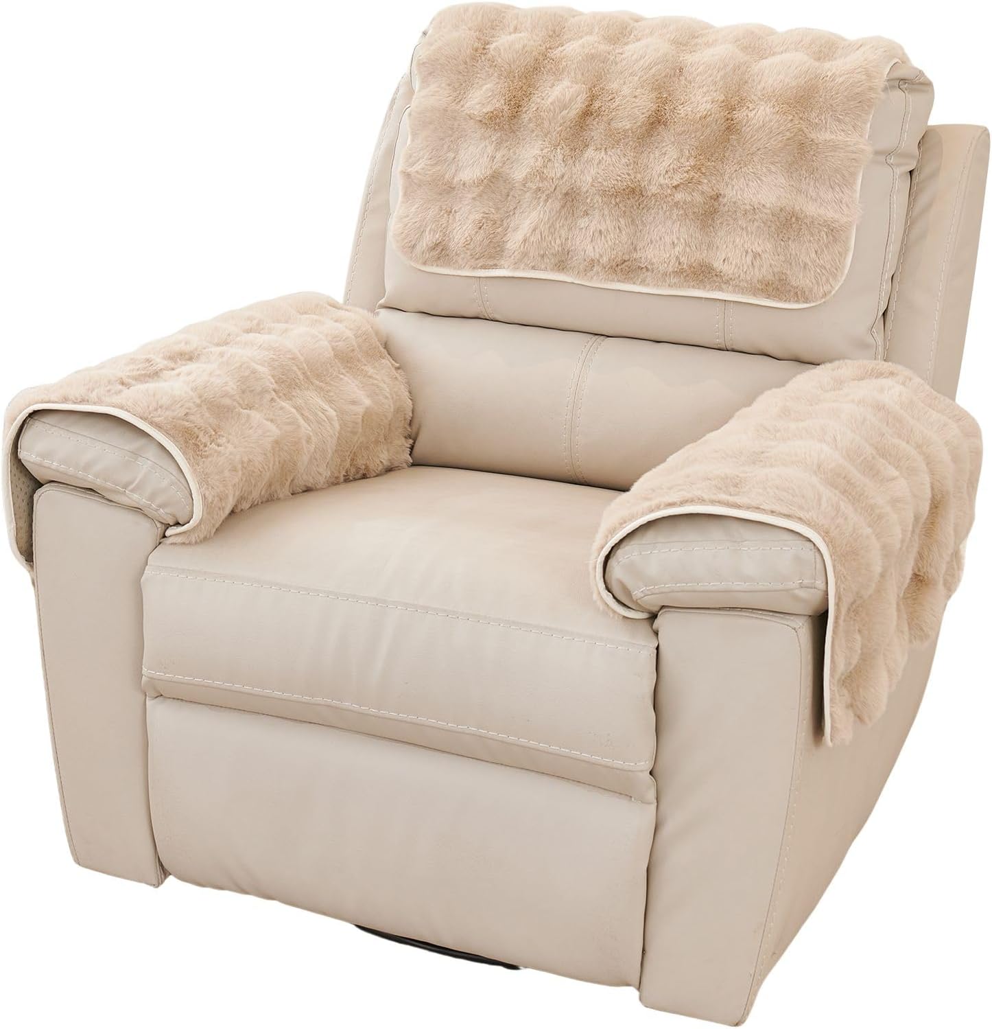 Non-Slip Plush Rabbit Slipcover Lazy Boy Chair Recliner Armrest Cover