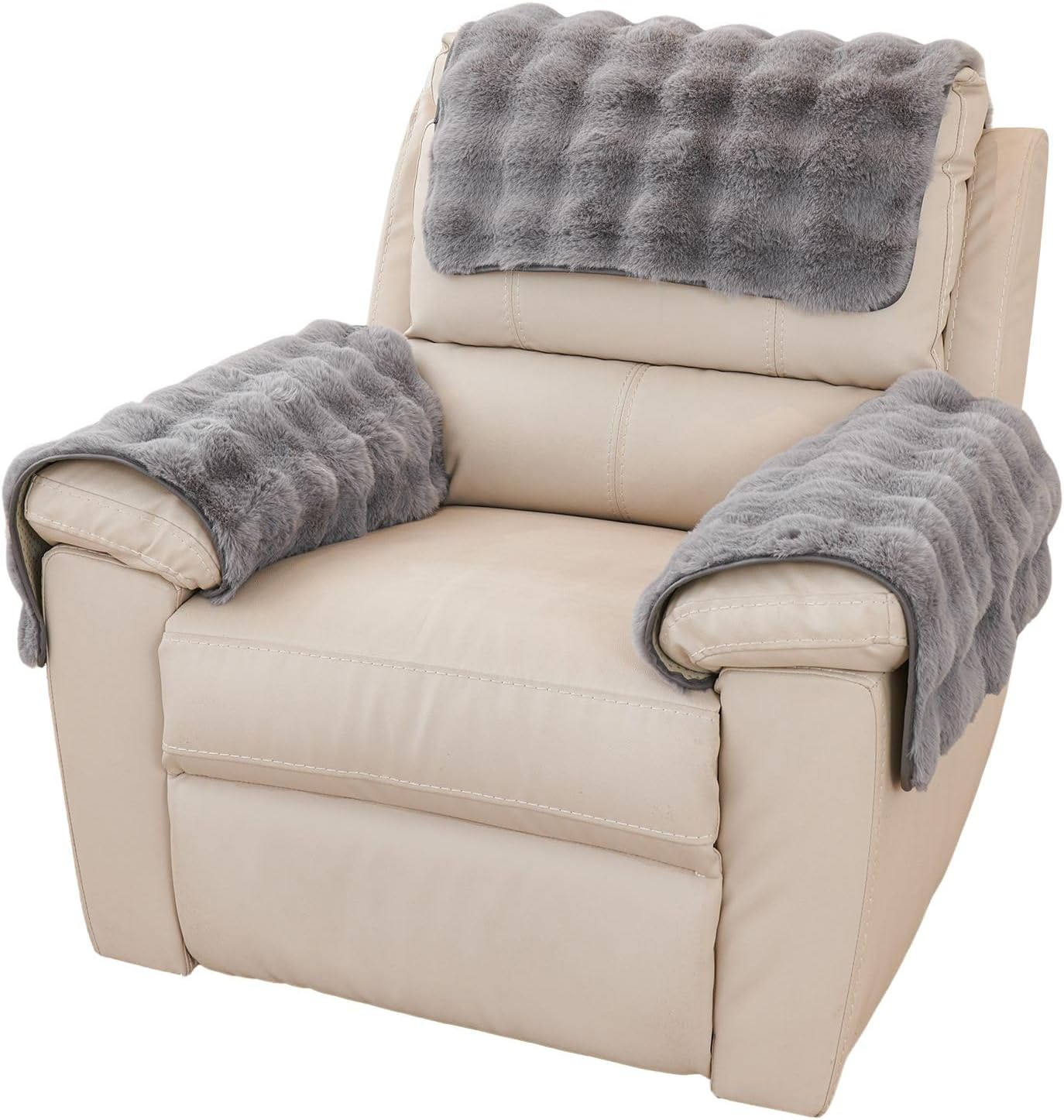 Non-Slip Plush Rabbit Slipcover Lazy Boy Chair Recliner Armrest Cover