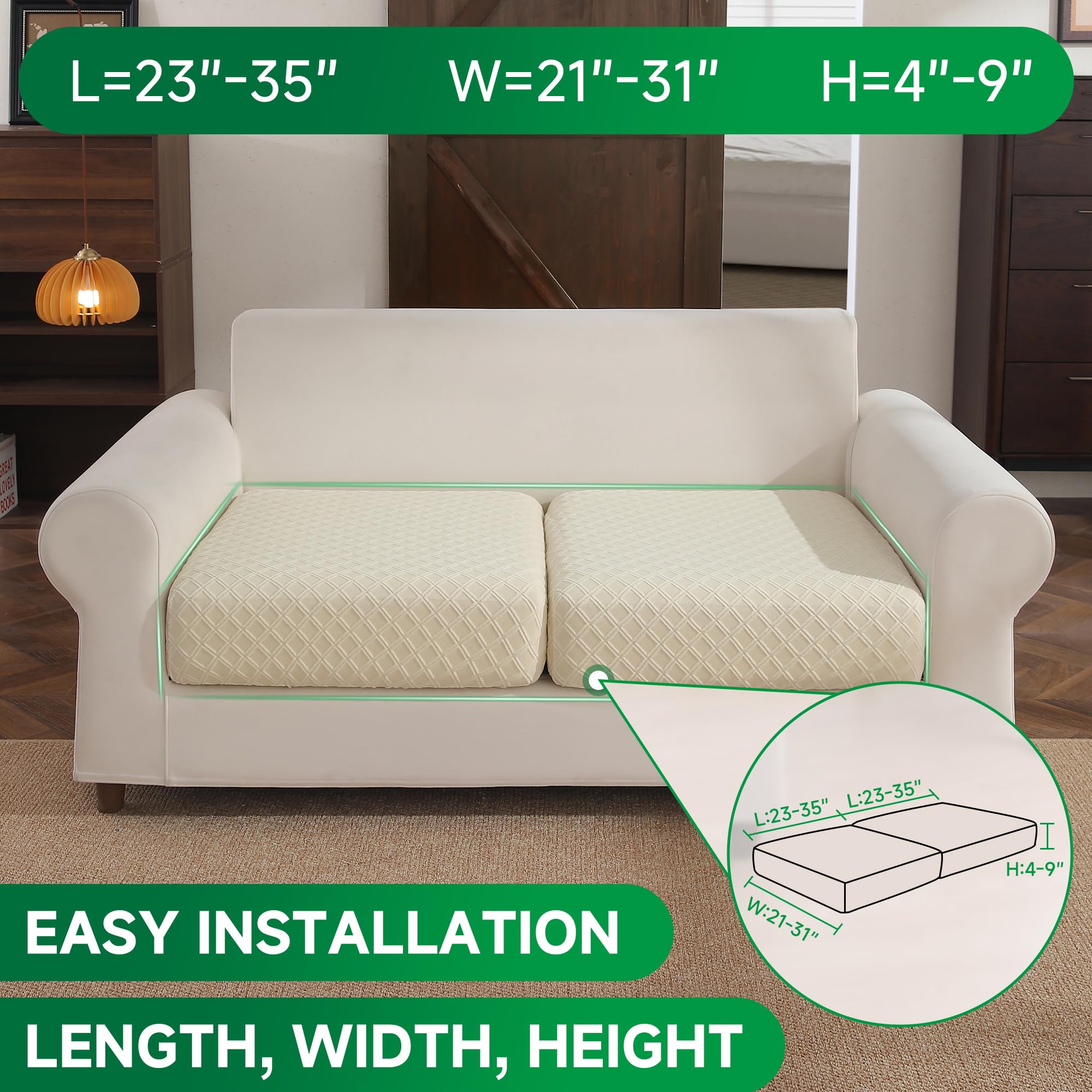 Anti Slip Cushion L Shaped Diamond Sectional Sofa Couch Cover