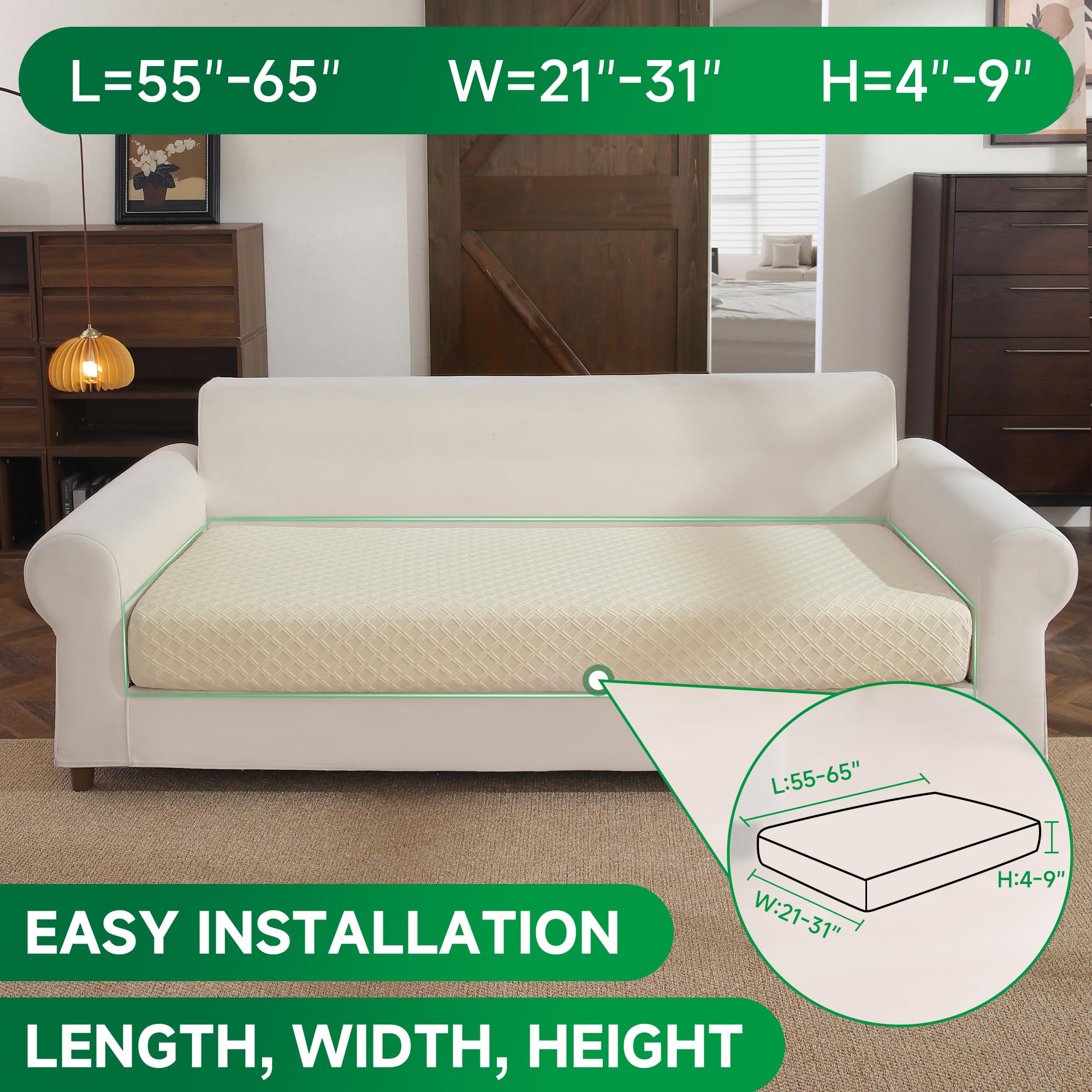 Anti Slip Cushion L Shaped Diamond Sectional Sofa Couch Cover