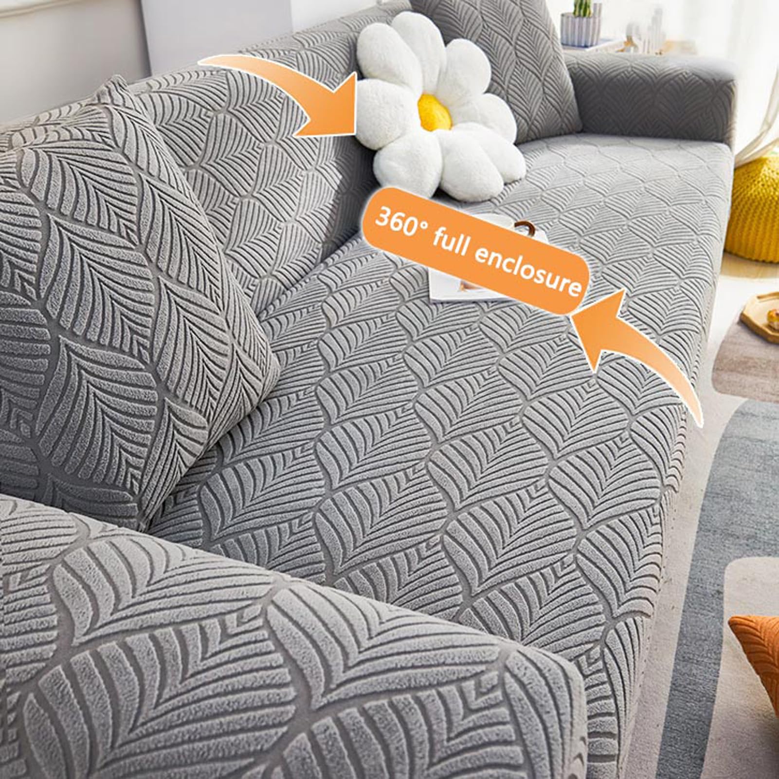 360 Leaves Velvet Slipcover Sofa Couch Cover