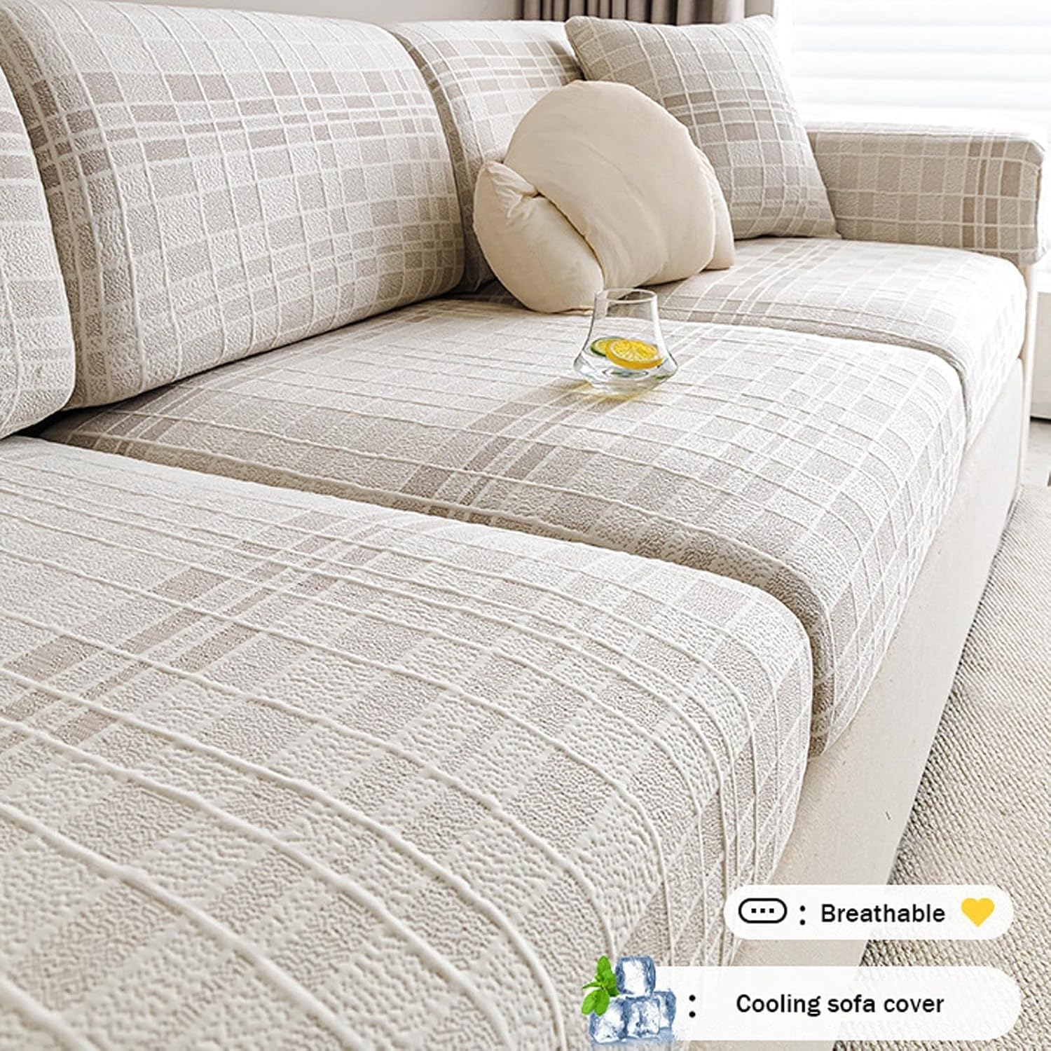 Ice Silk Cooling L Shaped Sectional Cushion Sofa Couch Cover