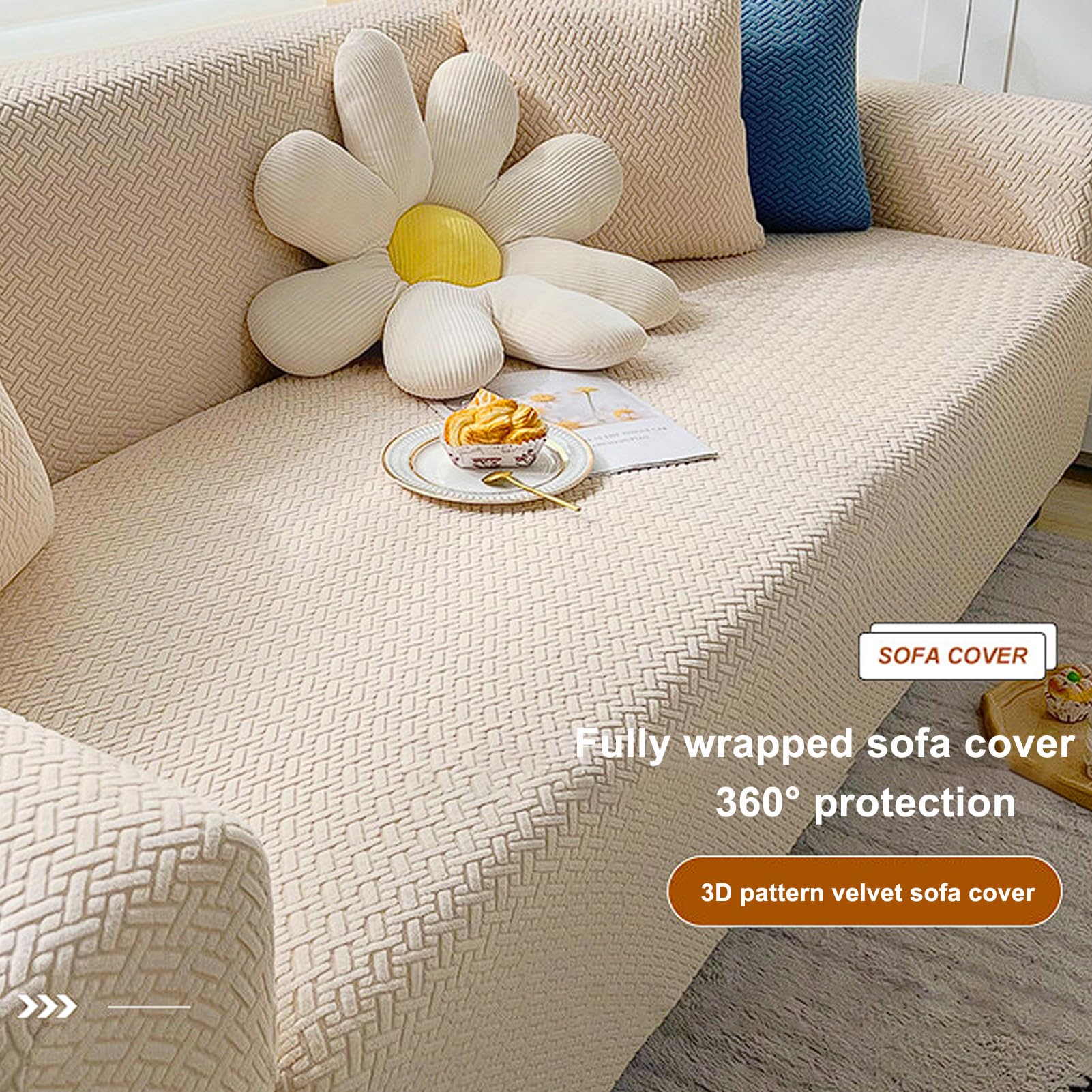360 Jacquard Non Slip Slipcover Sofa Couch Cover