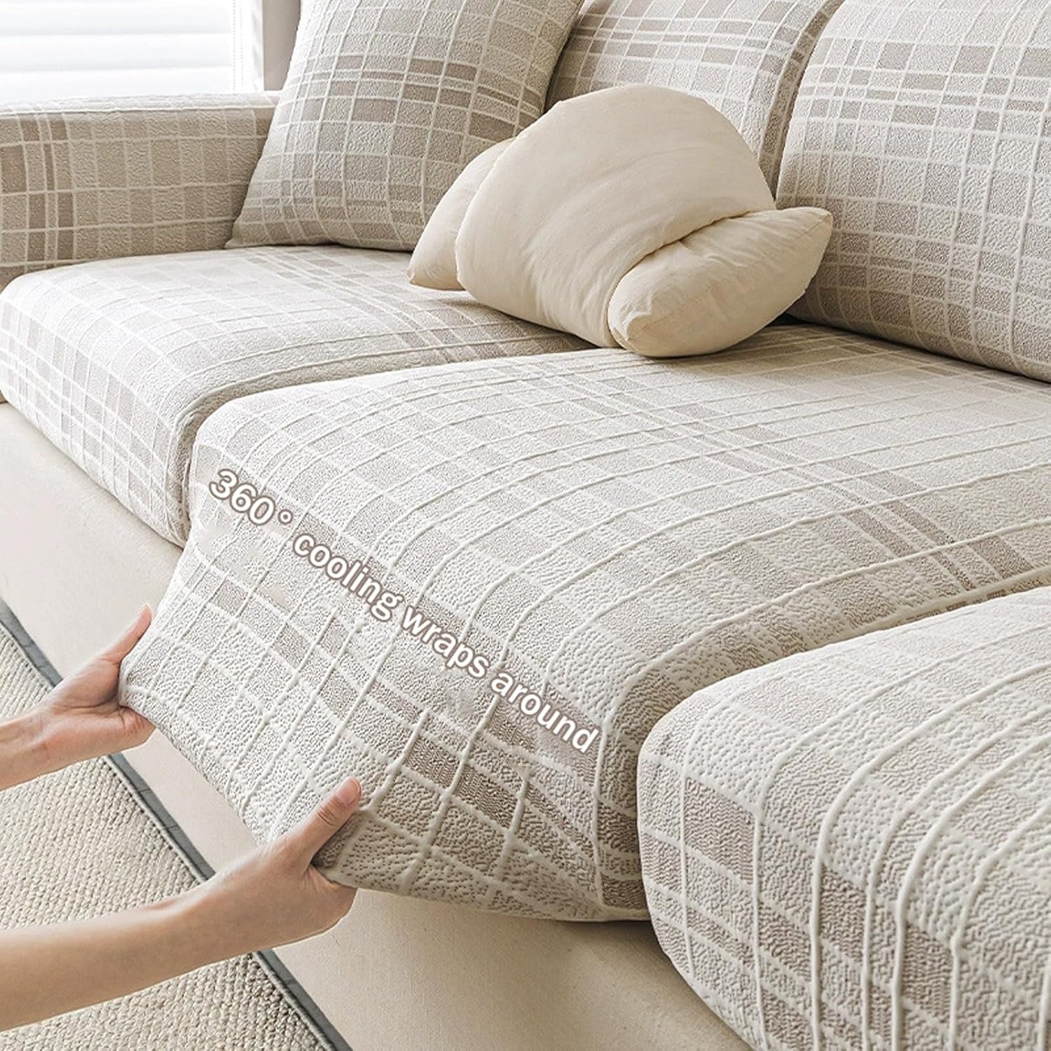 Ice Silk Cooling L Shaped Sectional Cushion Sofa Couch Cover