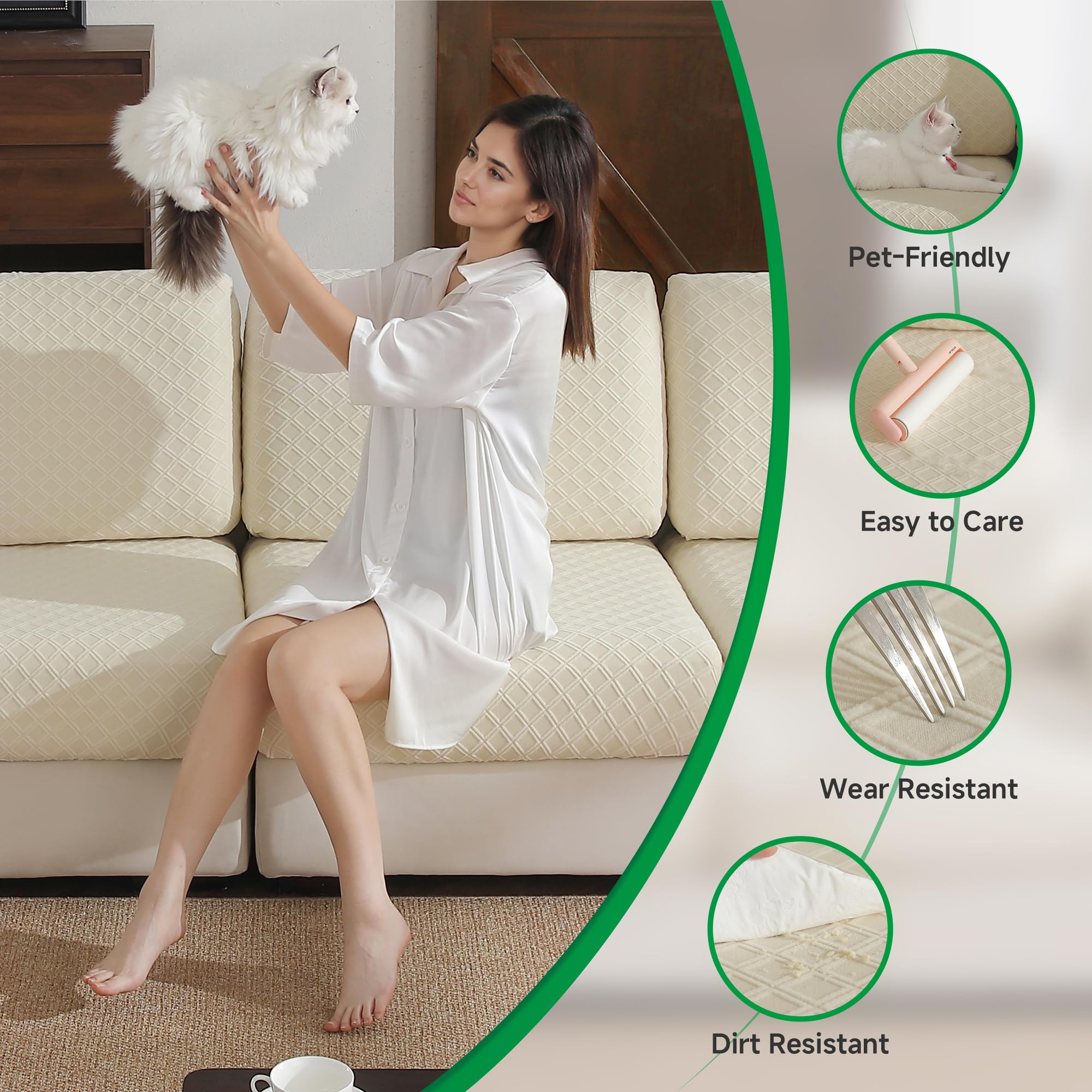 Anti Slip Cushion L Shaped Diamond Sectional Sofa Couch Cover