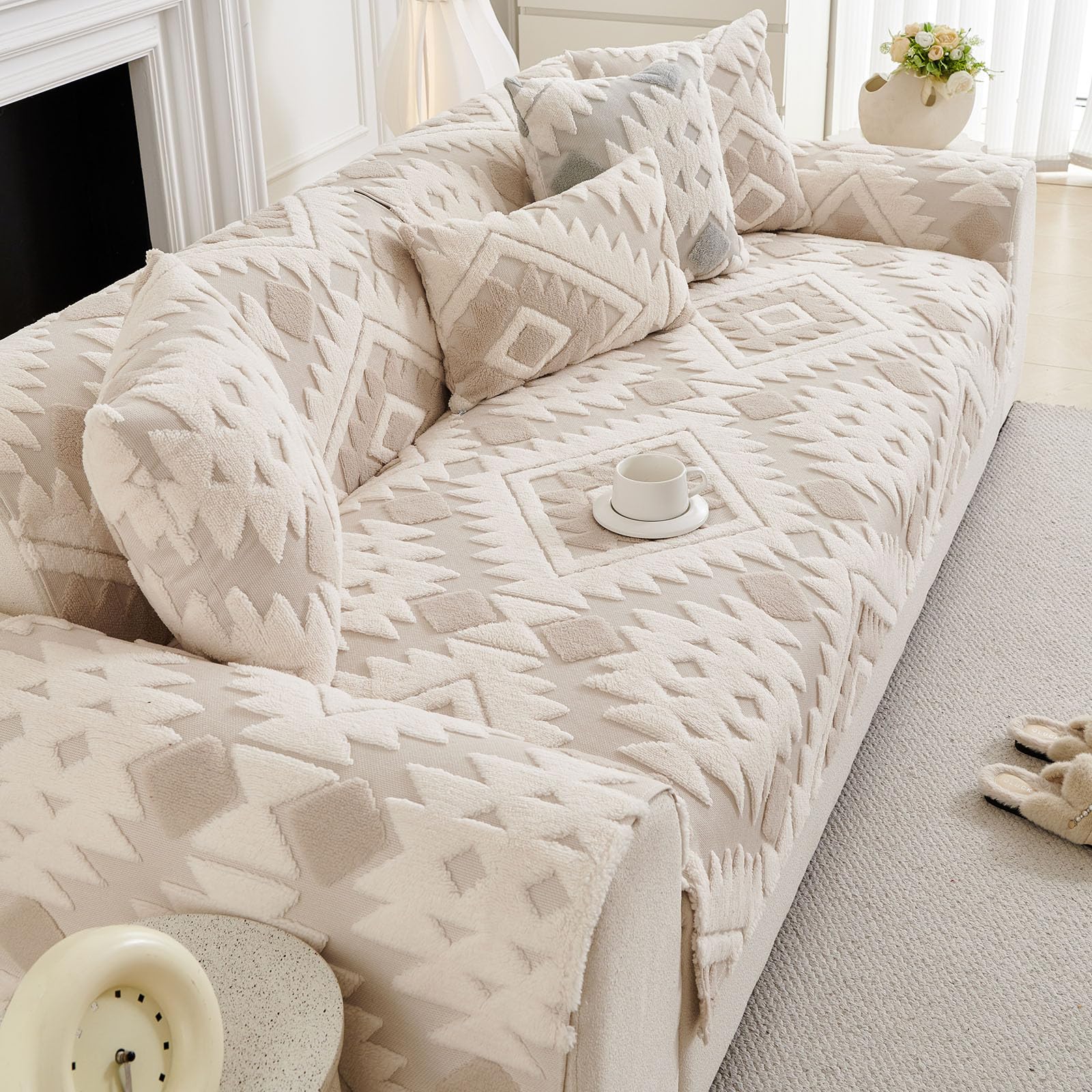 Non Slip Boho Cozy Fuzzy Couch Sofa Mat Cover