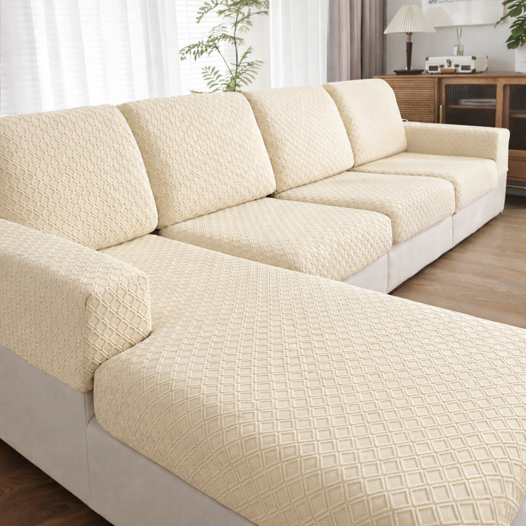 Anti Slip Cushion L Shaped Diamond Sectional Sofa Couch Cover
