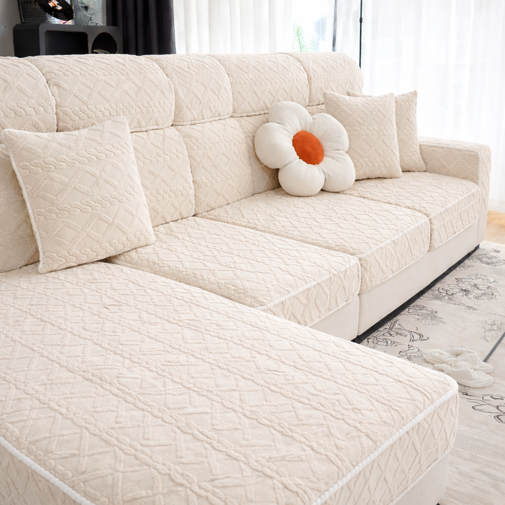 L Shaped Anti Slip Cushion Polar Fleece Sofa Couch Cover