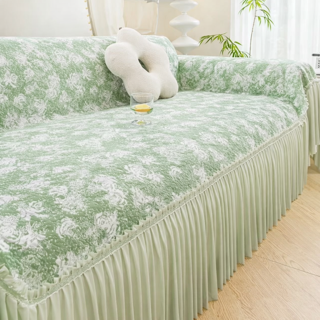 Boho Non-Slip Luxury Chenille Elegance Skirted Sofa Couch Cover