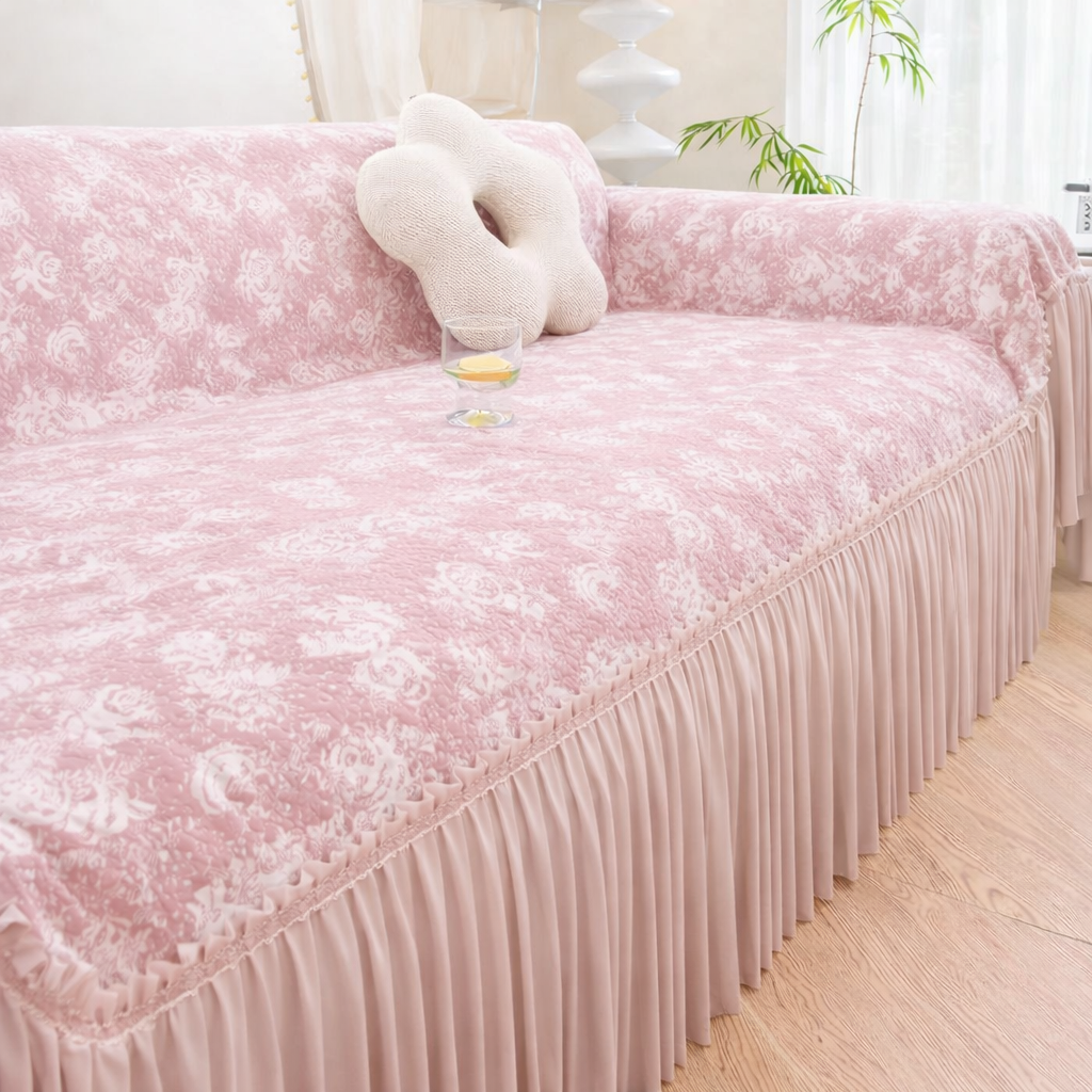 Boho Non-Slip Luxury Chenille Elegance Skirted Sofa Couch Cover