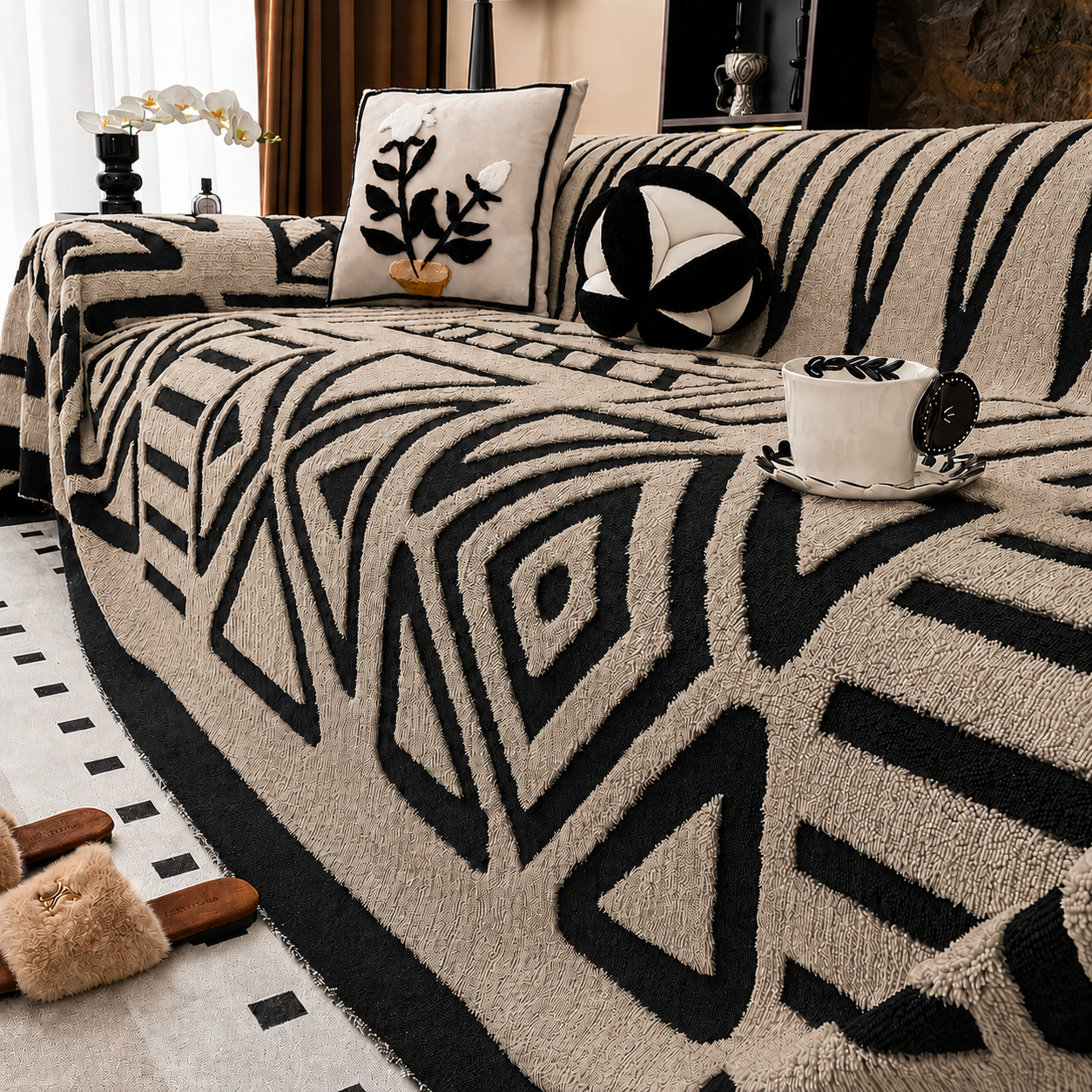 Funny Fuzzy Elegance Anti-Slip Sofa Couch Cover