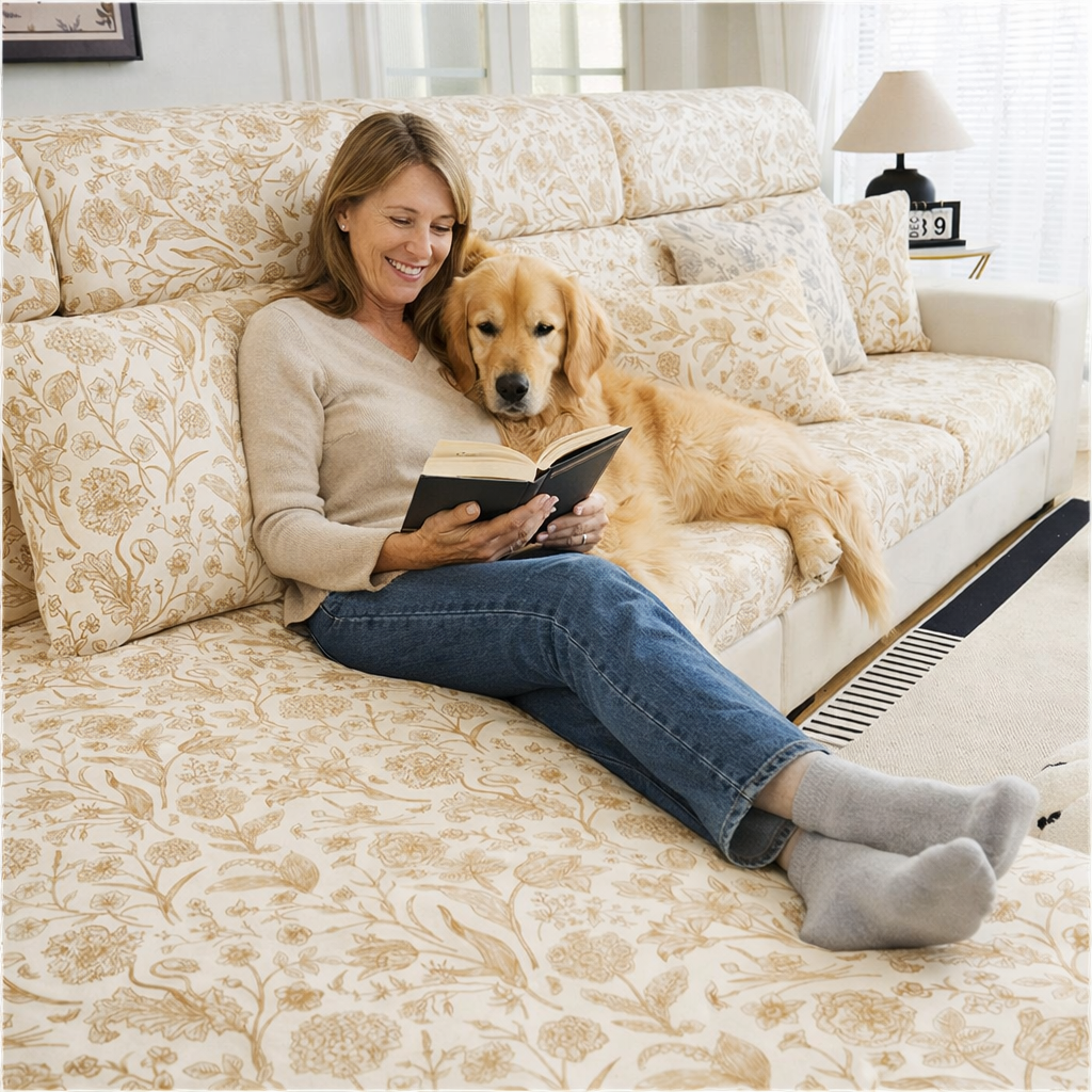 Flora Anti-Slip L Shaped Cushion Sofa Couch Cover