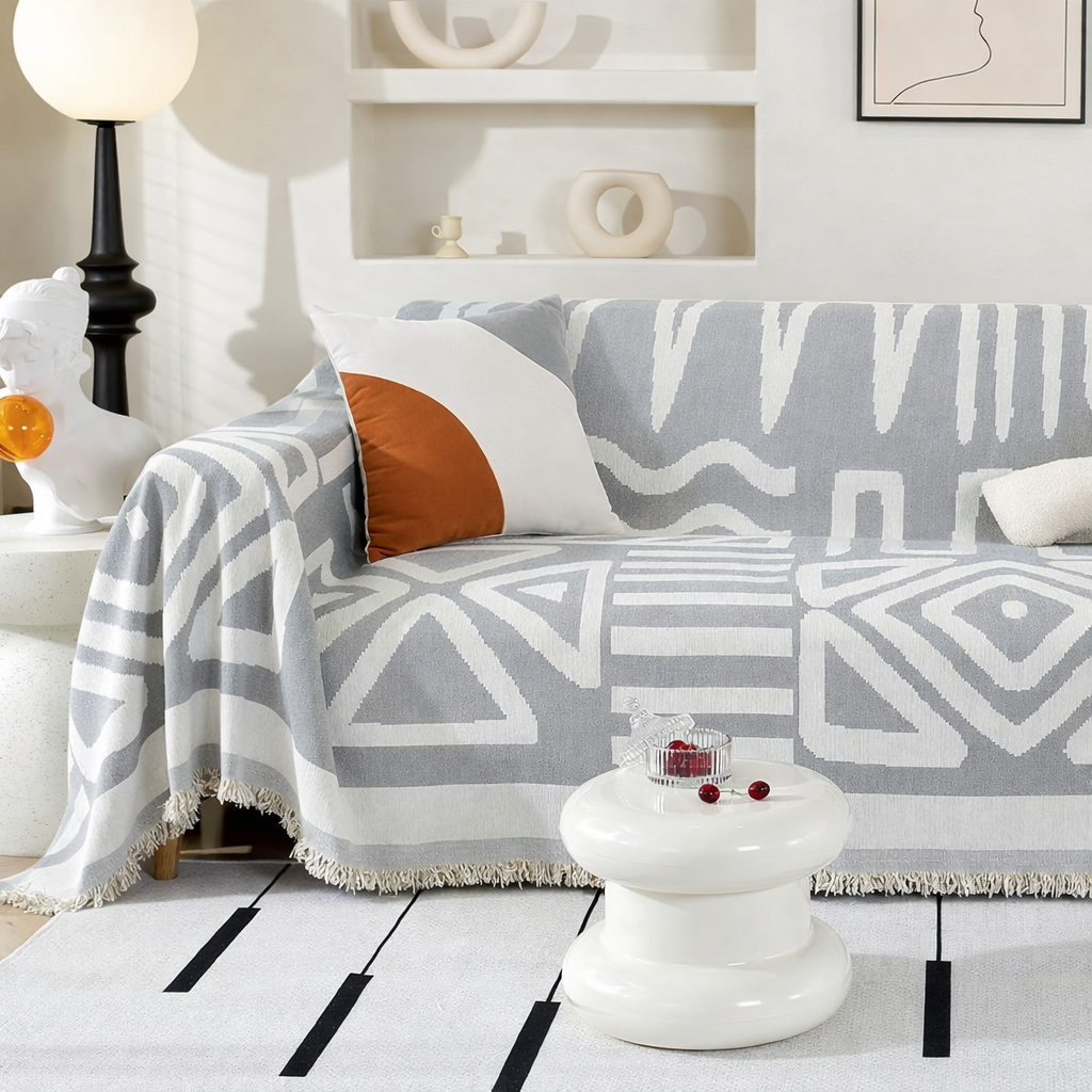 Chenille Reversible Modern Tassels Sofa Couch Cover