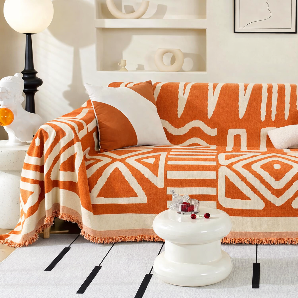 Chenille Reversible Modern Tassels Sofa Couch Cover
