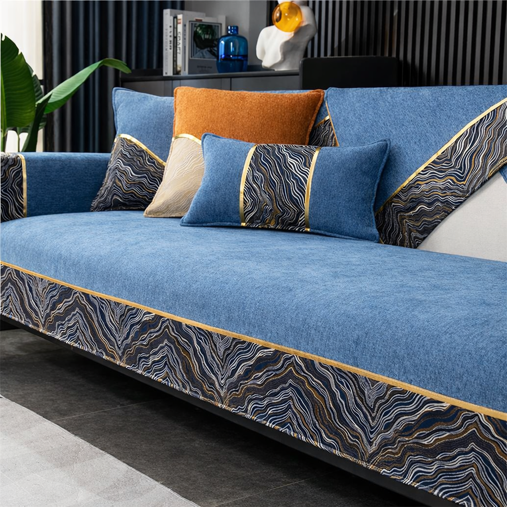 Non-Slip Wave Geometric Chenille Sofa Couch Cover