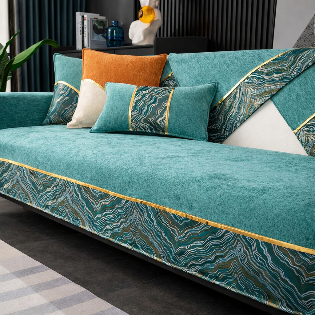Non-Slip Wave Geometric Chenille Sofa Couch Cover