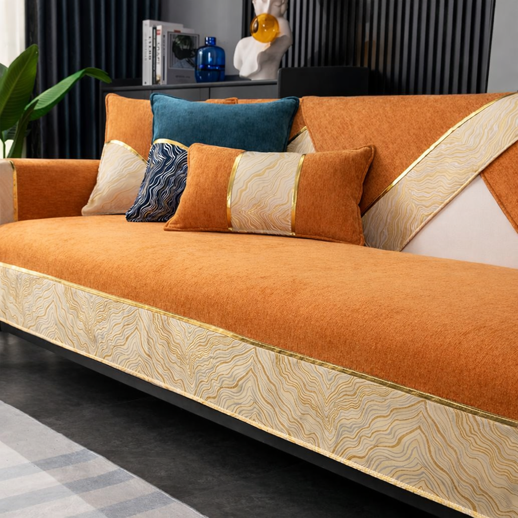 Non-Slip Wave Geometric Chenille Sofa Couch Cover