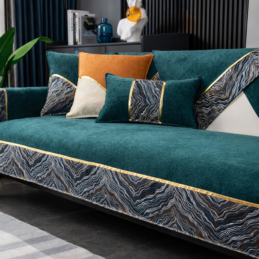 Non-Slip Wave Geometric Chenille Sofa Couch Cover