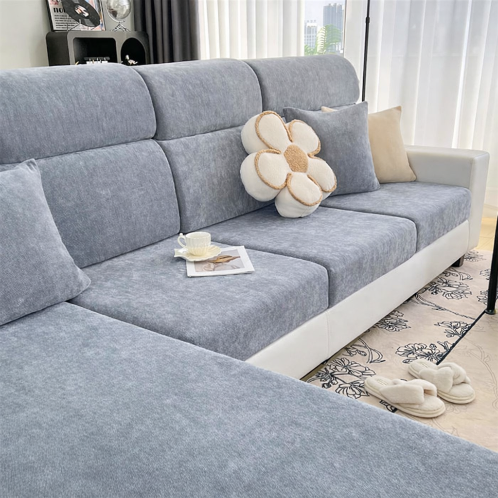 Chenille Anti-Slip L Shaped Cushion Sofa Couch Cover