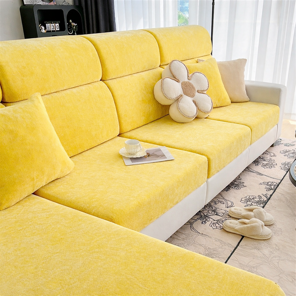 Chenille Anti-Slip L Shaped Cushion Sofa Couch Cover