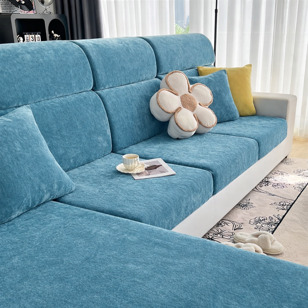 Chenille Anti-Slip L Shaped Cushion Sofa Couch Cover