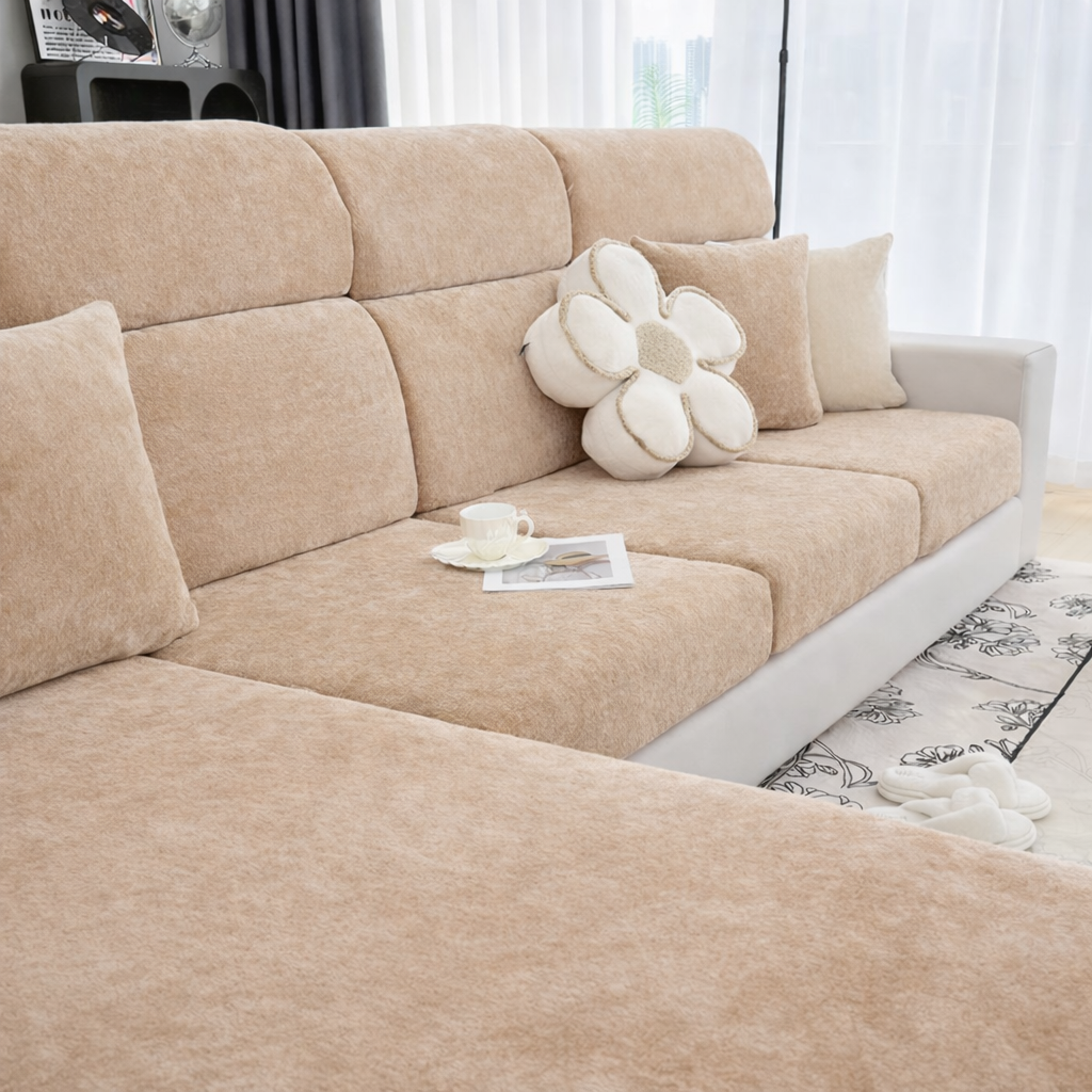 Chenille Anti-Slip L Shaped Cushion Sofa Couch Cover