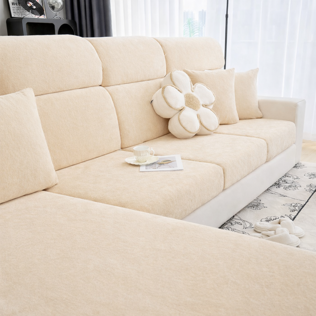 Chenille Anti-Slip L Shaped Cushion Sofa Couch Cover