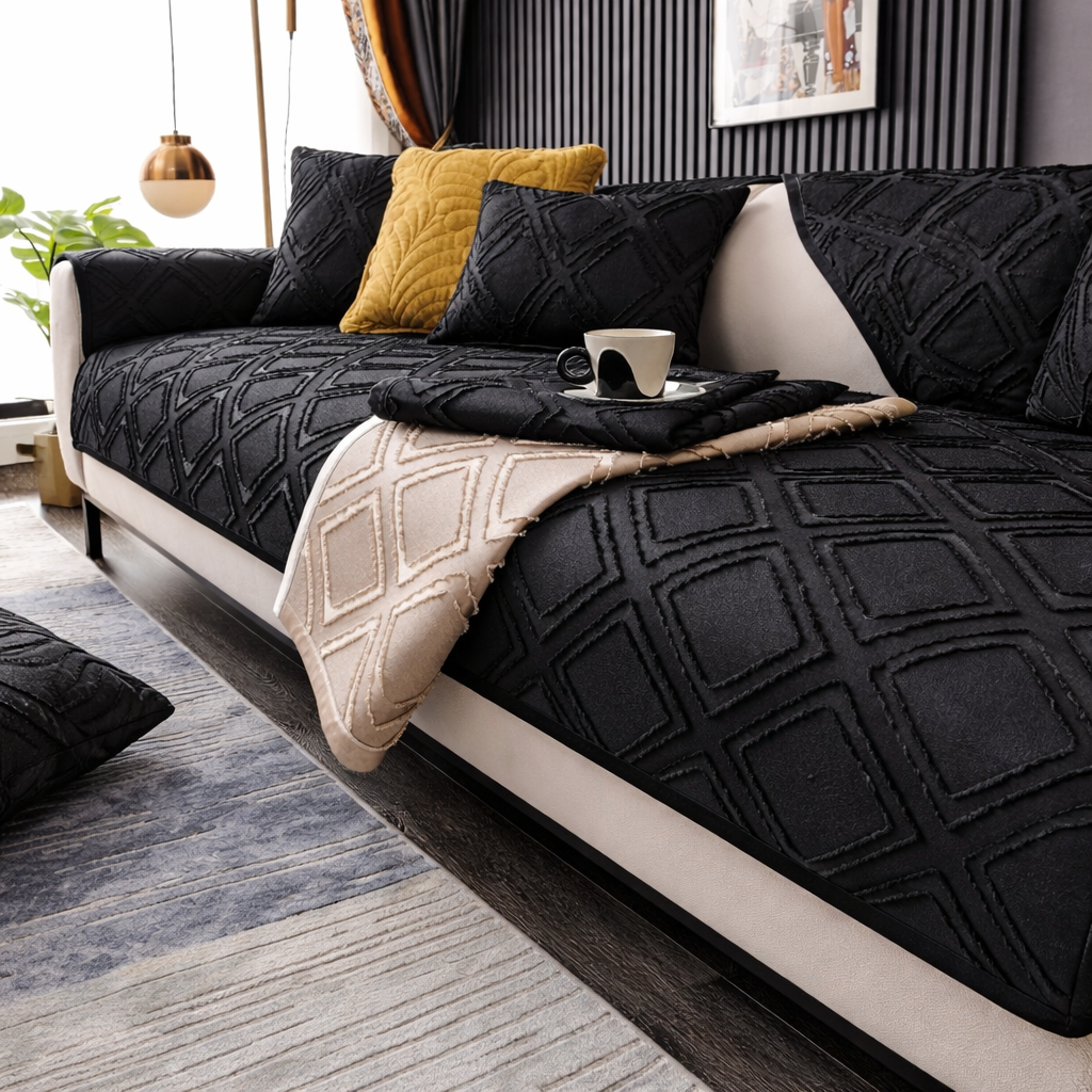Non Slip Chenille Geometric Mat Couch Sofa Cover