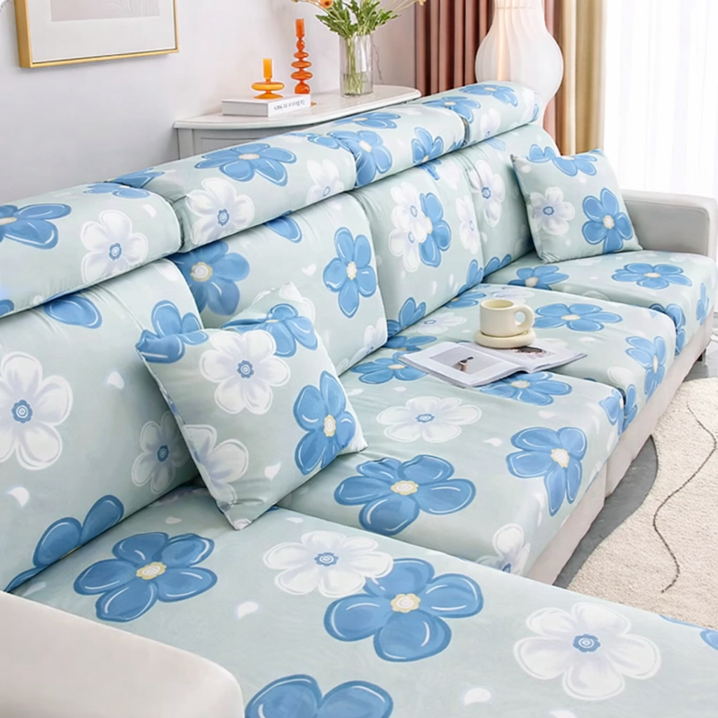 Anti-Slip L Shaped Pastel flora Cushion Sofa Couch Cover
