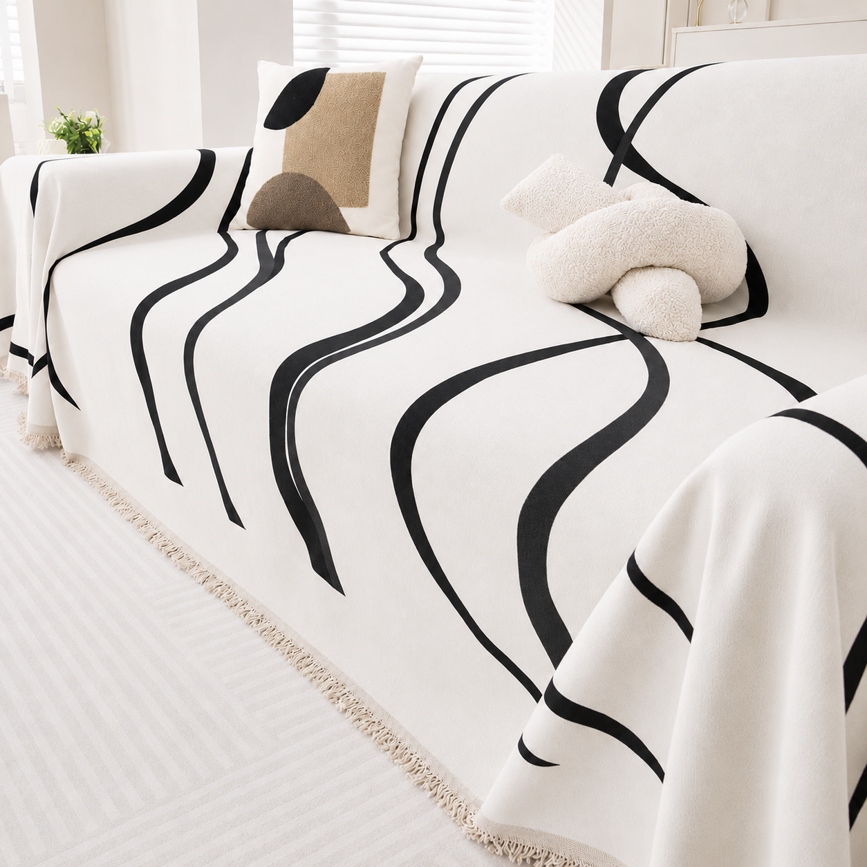 Luxury Elegant Chenille Tassels Sofa Couch Cover