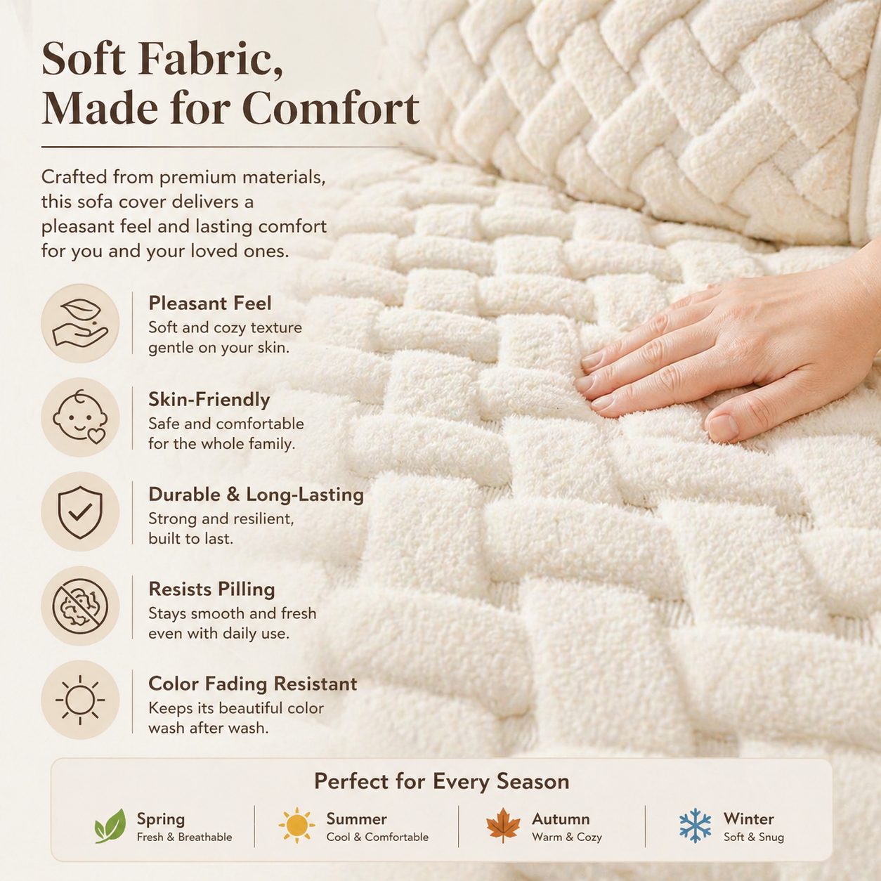 Non-Slip Geometric Plush Fuzzy Furry Sofa Couch Cover