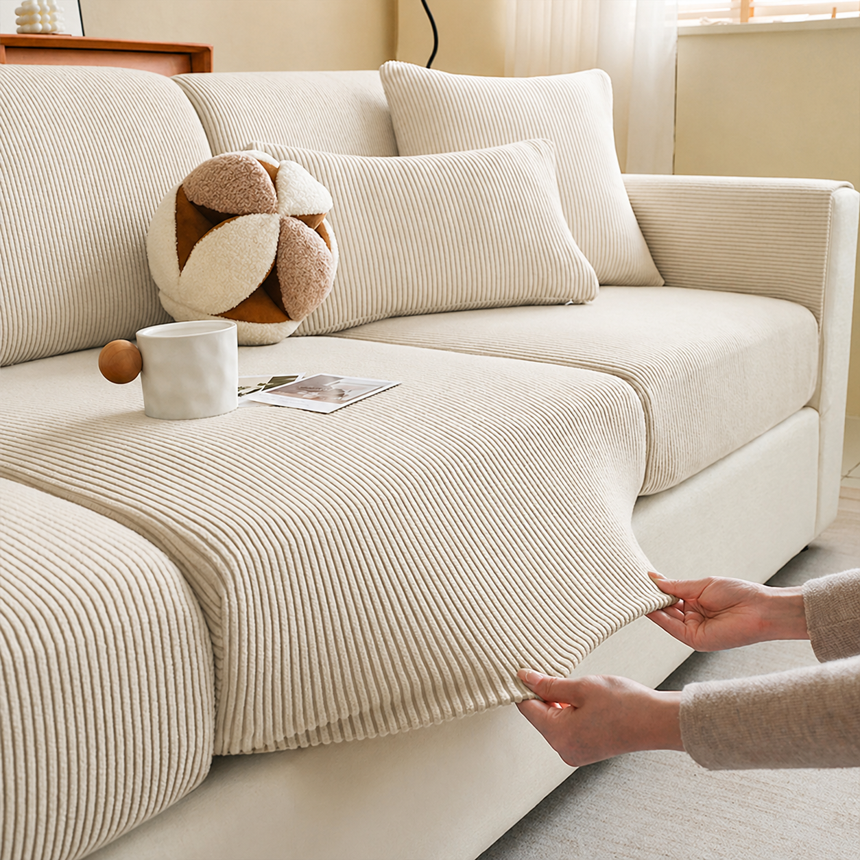 Anti Slip L Shaped Sectional Cushion Sofa Couch Cover