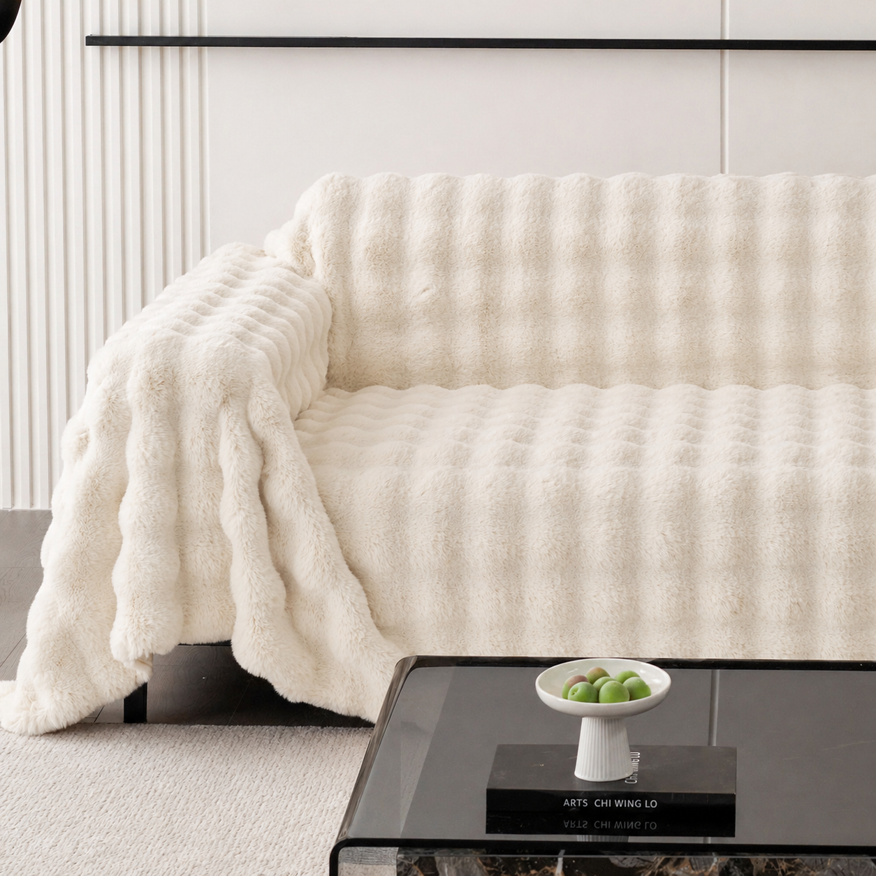 Non Slip Plush Fuzzy Furry Couch Sofa Cover