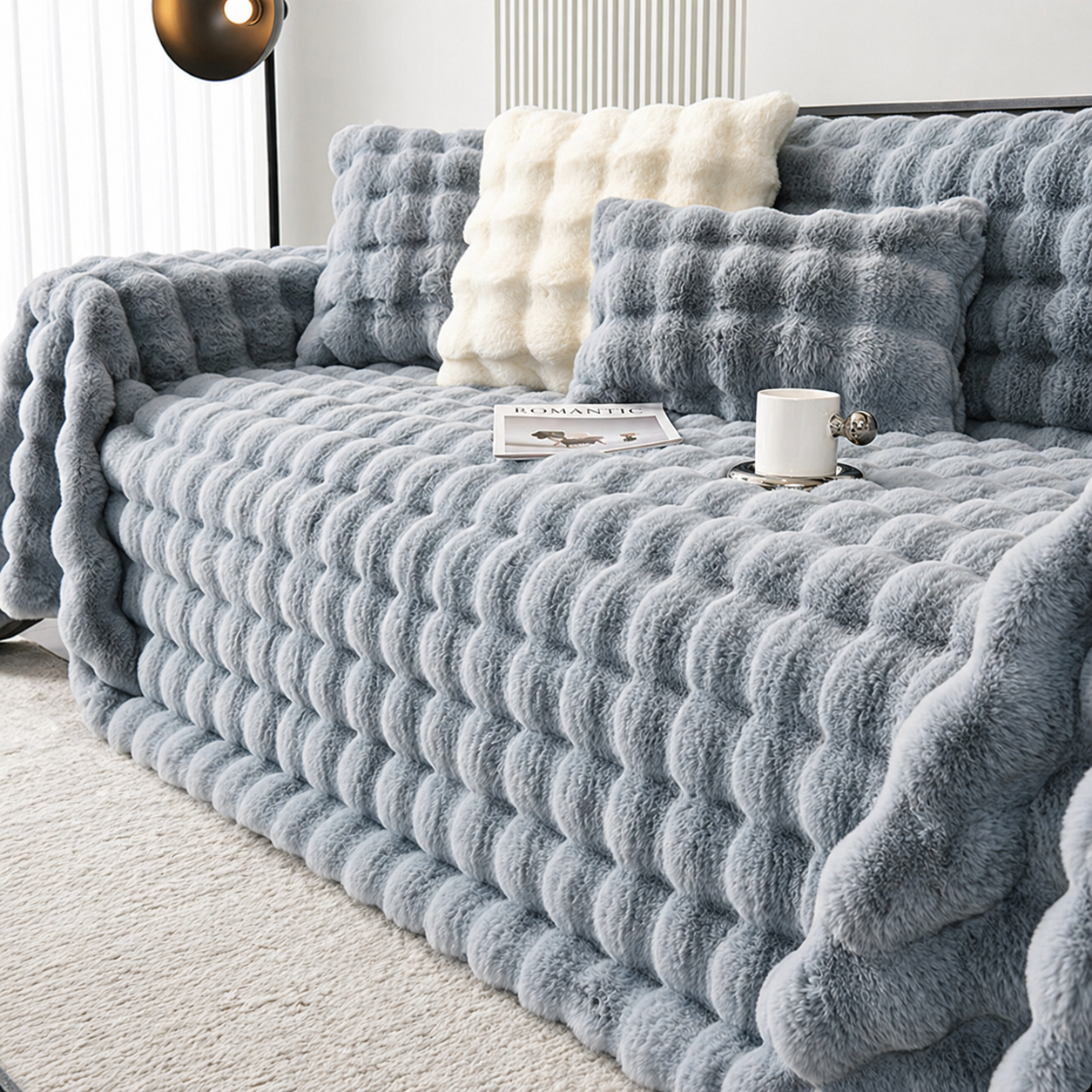 Non Slip Plush Fuzzy Furry Couch Sofa Cover
