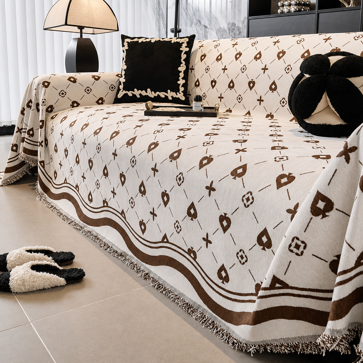 Elegant Geometric Chenille Bohemian Sofa Couch Cover
