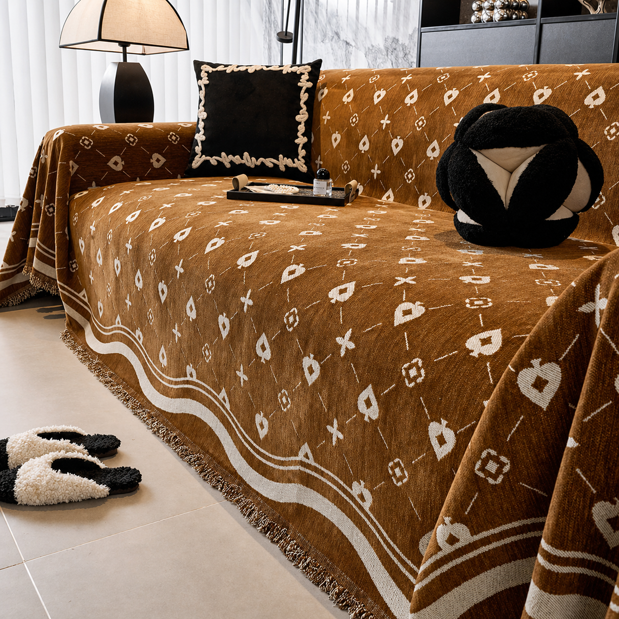 Elegant Geometric Chenille Bohemian Sofa Couch Cover