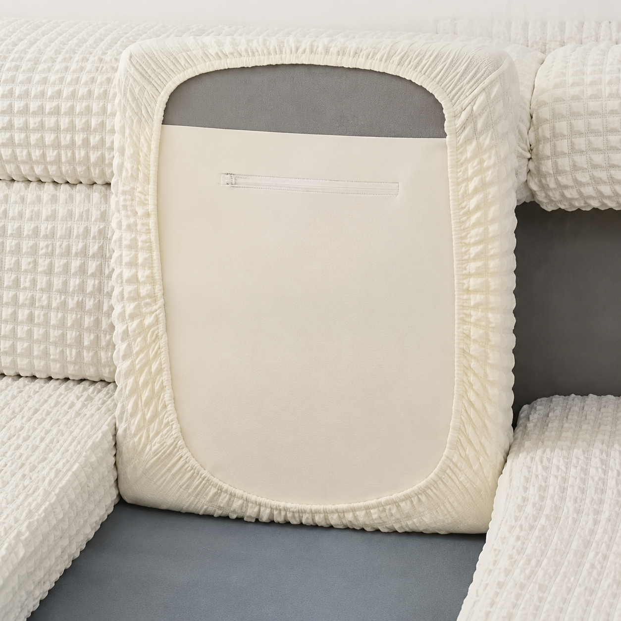 Anti Slip Seersuker L Shaped Sectional Cushion Sofa Couch Cover
