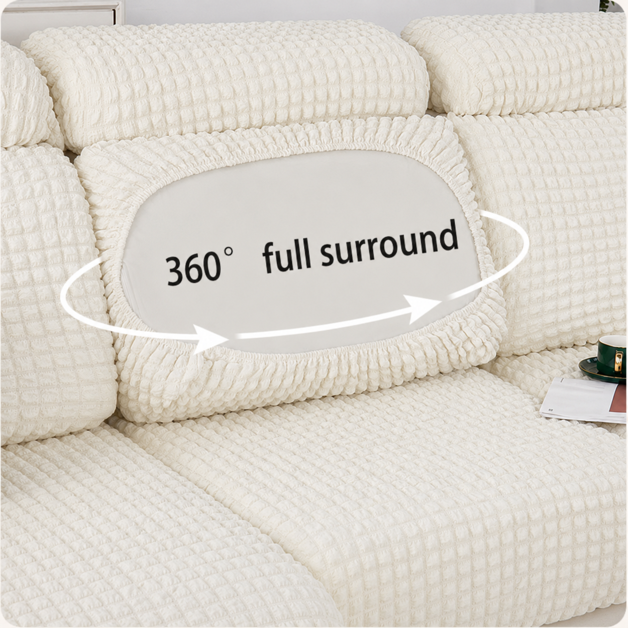 Anti Slip Seersuker L Shaped Sectional Cushion Sofa Couch Cover