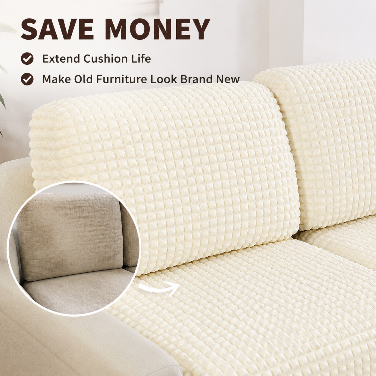 Anti Slip Seersuker L Shaped Sectional Cushion Sofa Couch Cover
