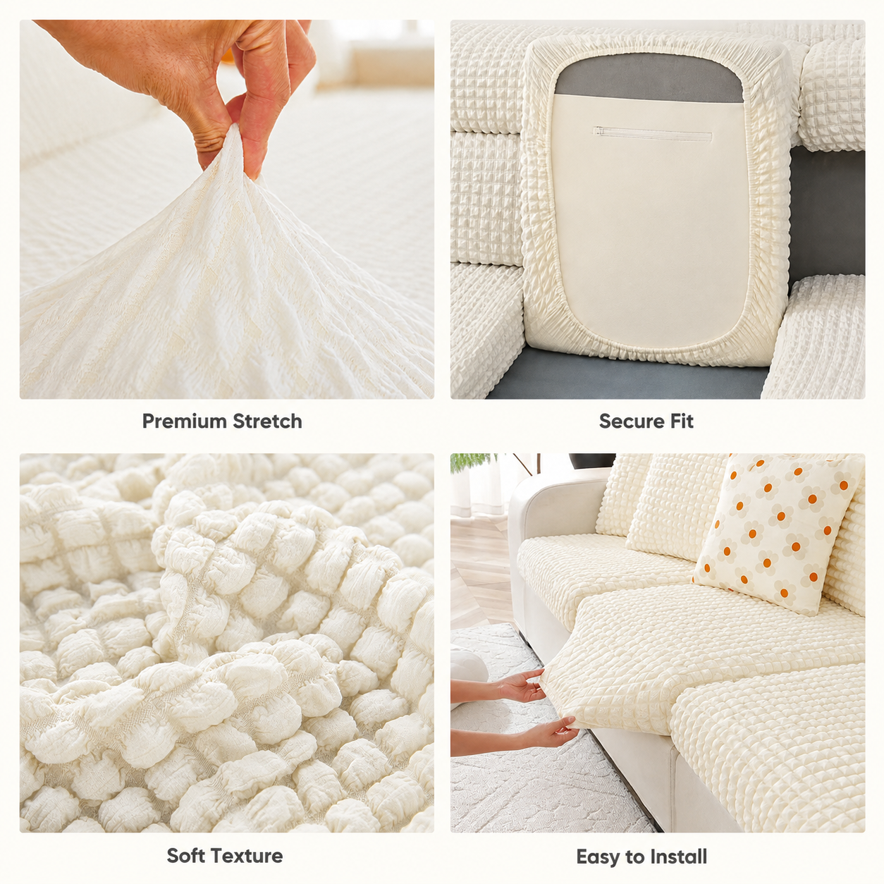 Anti Slip Seersuker L Shaped Sectional Cushion Sofa Couch Cover