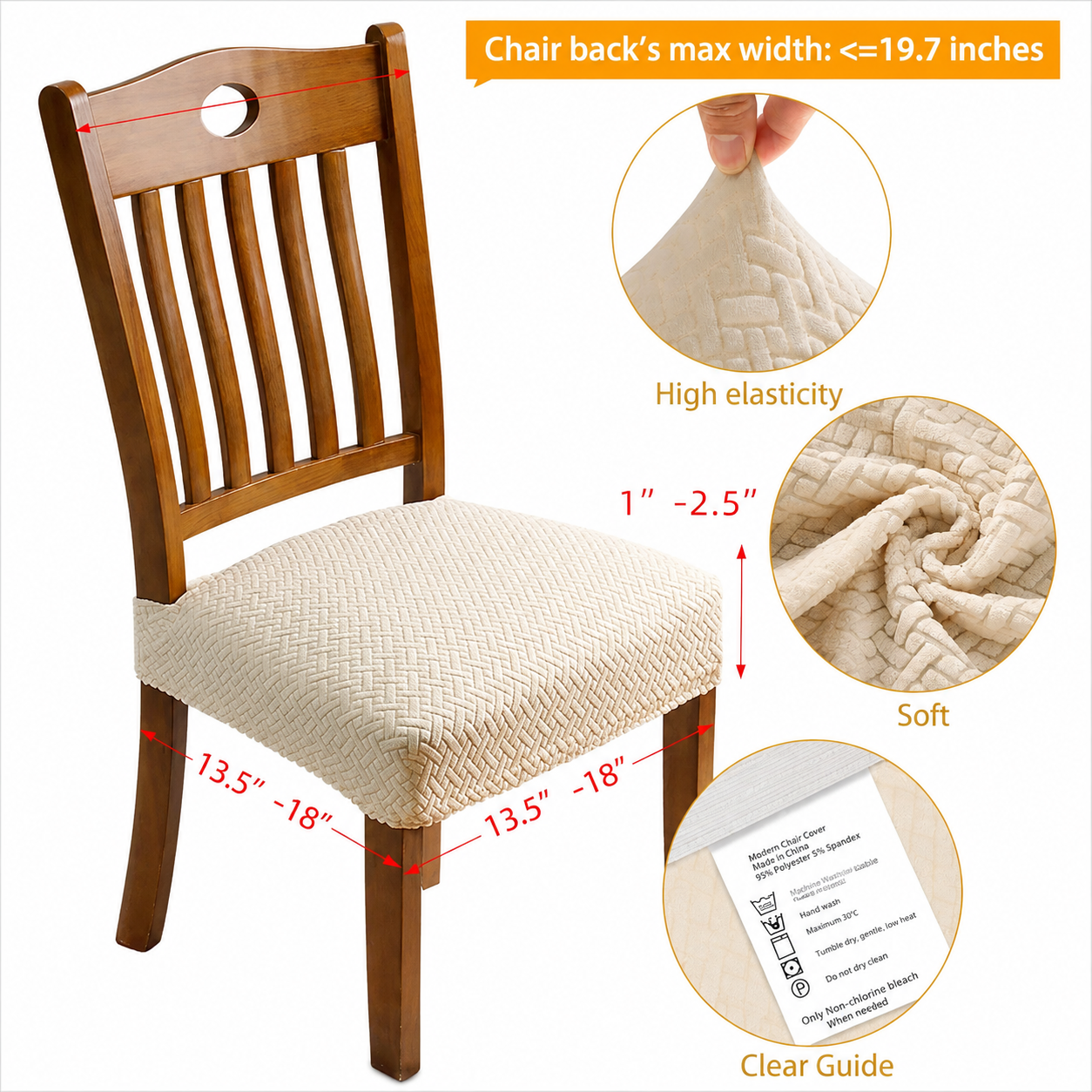 Jacquard Basketweave Stretchy Slipcover Chair Seat Cover
