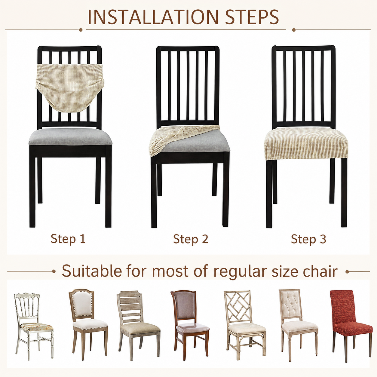 Jacquard Corduroy Stretchy Slipcover Dinning Chair Seat Cover