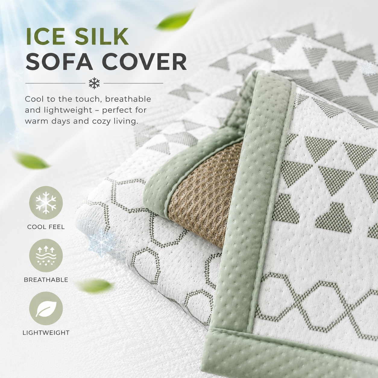 Elegant Non Slip Ice Silk Cooling Couch Sofa Mat Cover