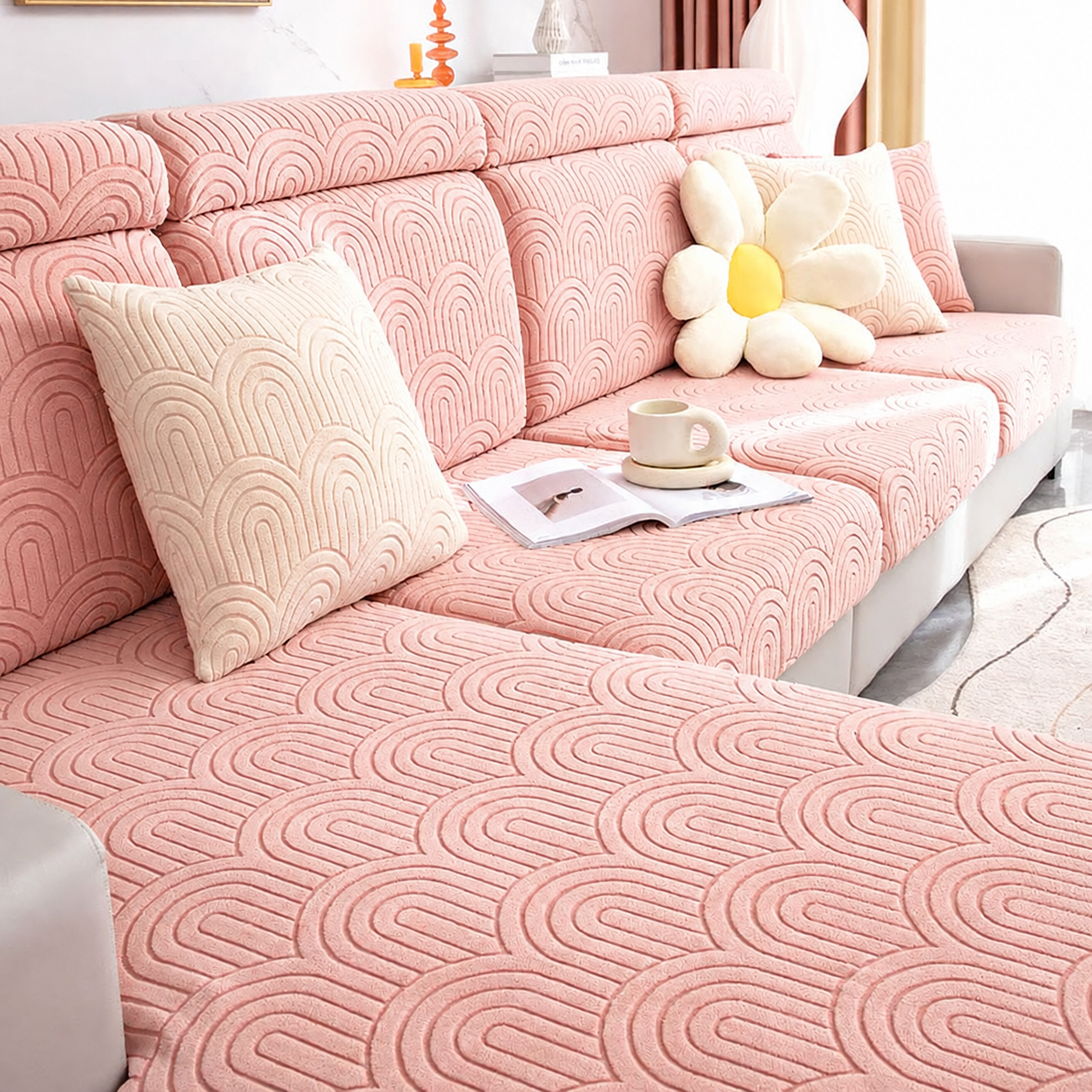 Anti Slip Geometric L Shaped Sectional Cushion Sofa Couch Cover