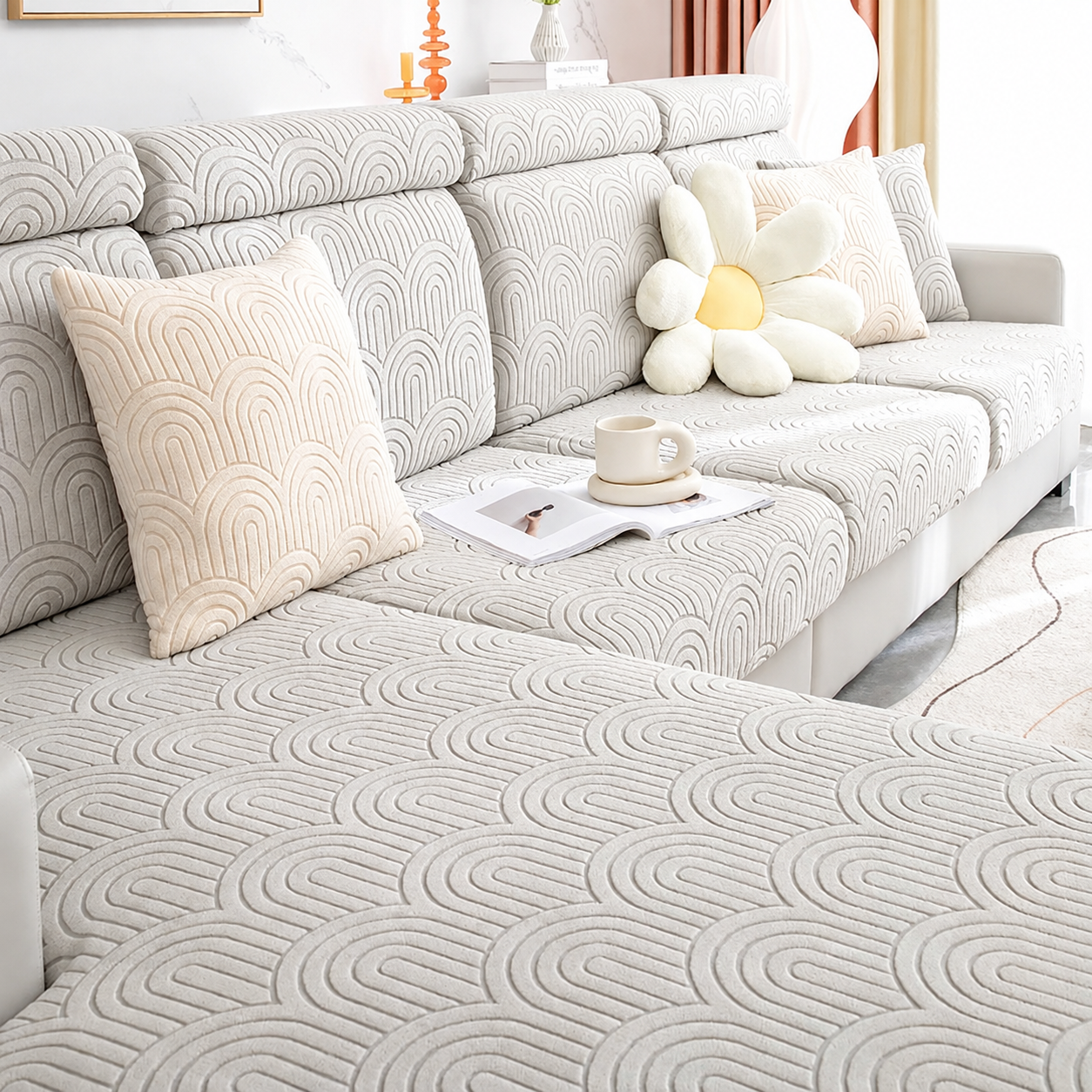 Anti Slip Geometric L Shaped Sectional Cushion Sofa Couch Cover