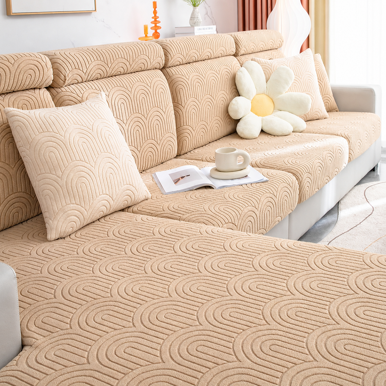Anti Slip Geometric L Shaped Sectional Cushion Sofa Couch Cover