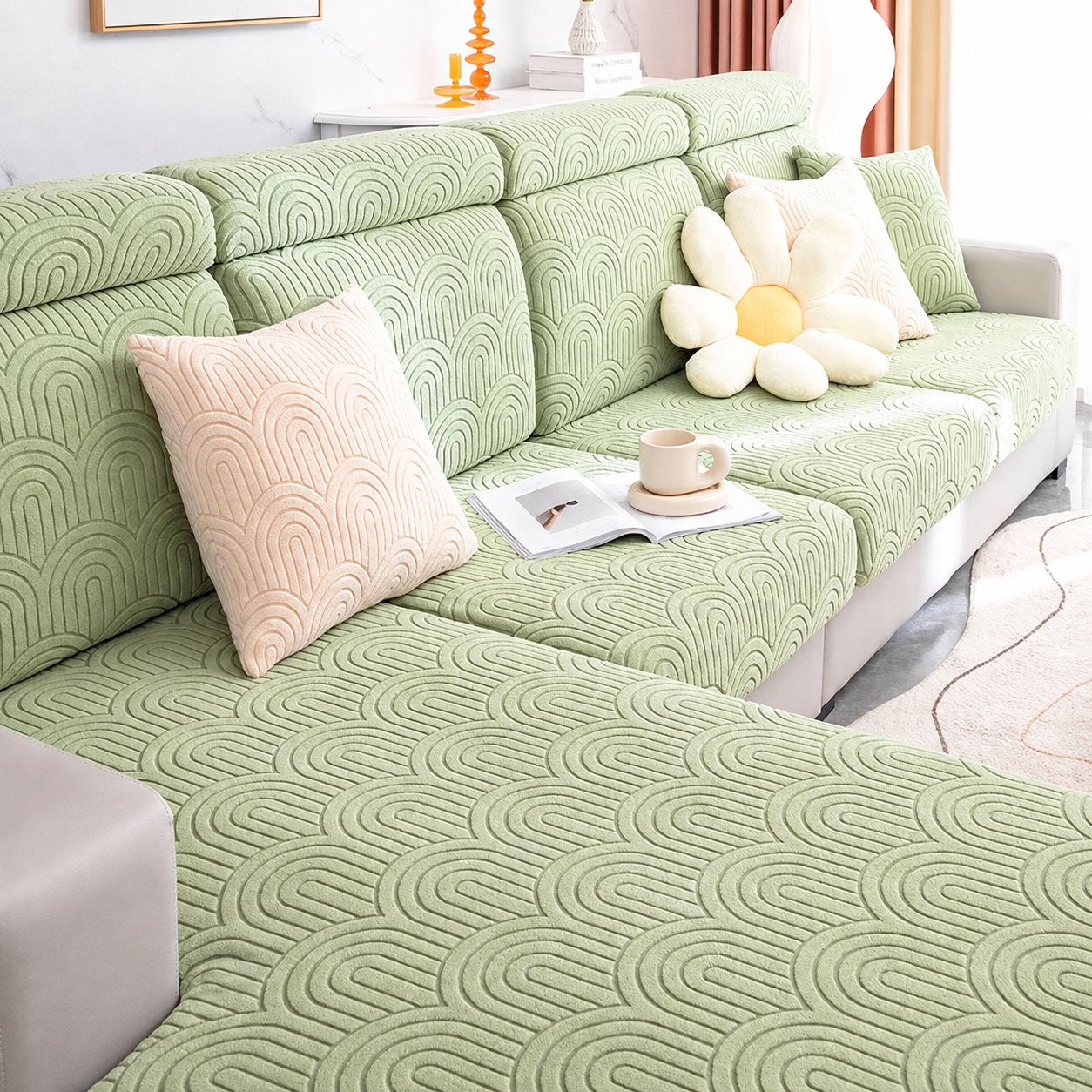 Anti Slip Geometric L Shaped Sectional Cushion Sofa Couch Cover