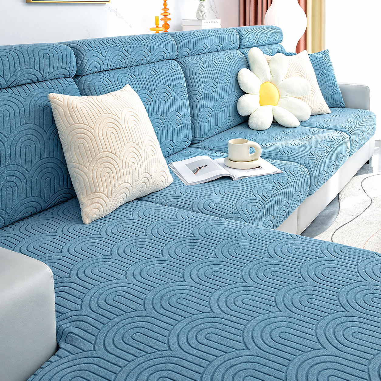 Anti Slip Geometric L Shaped Sectional Cushion Sofa Couch Cover