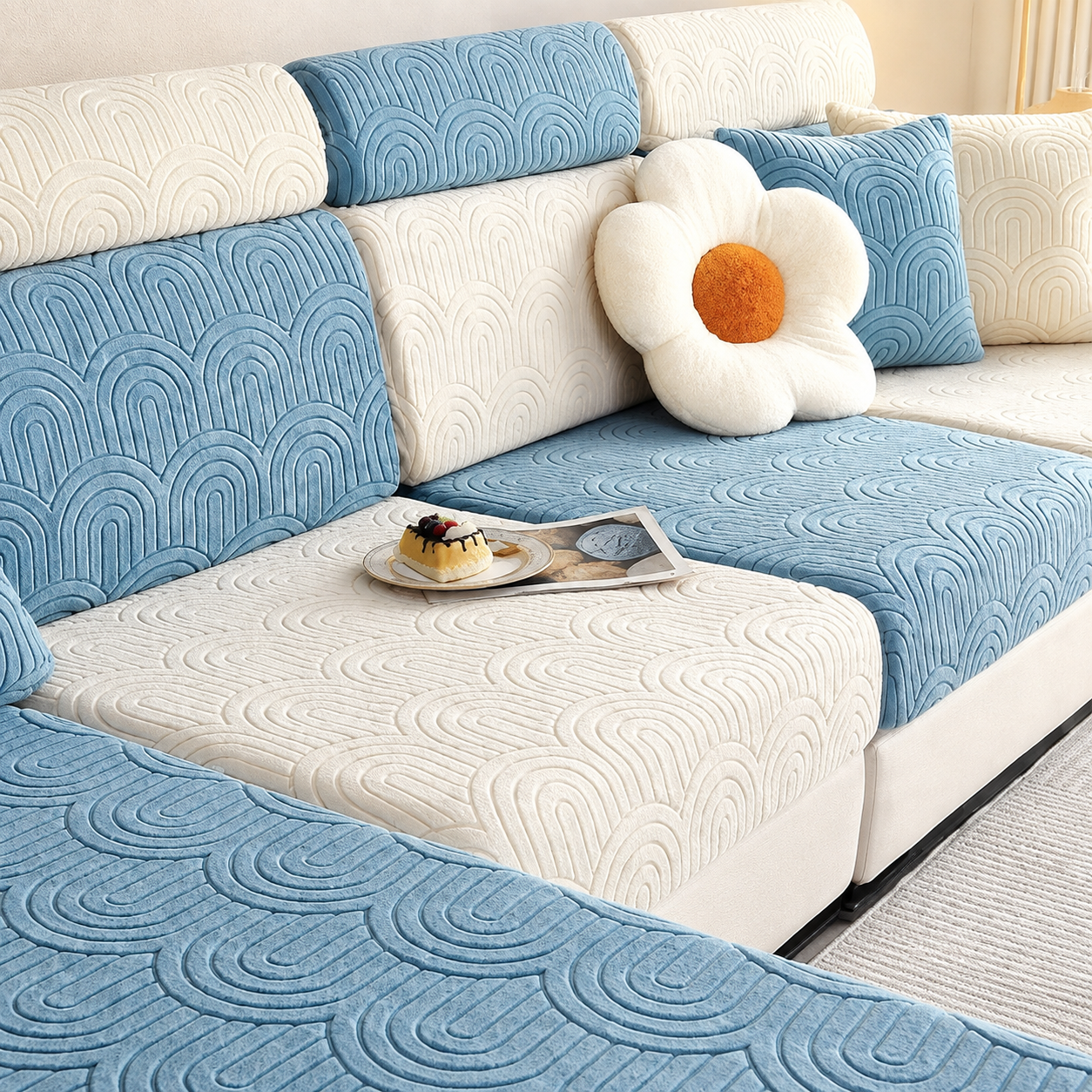 Anti Slip Geometric L Shaped Sectional Cushion Sofa Couch Cover