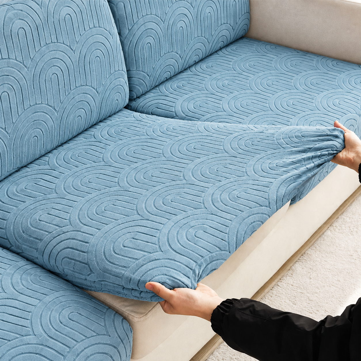 Anti Slip Geometric L Shaped Sectional Cushion Sofa Couch Cover